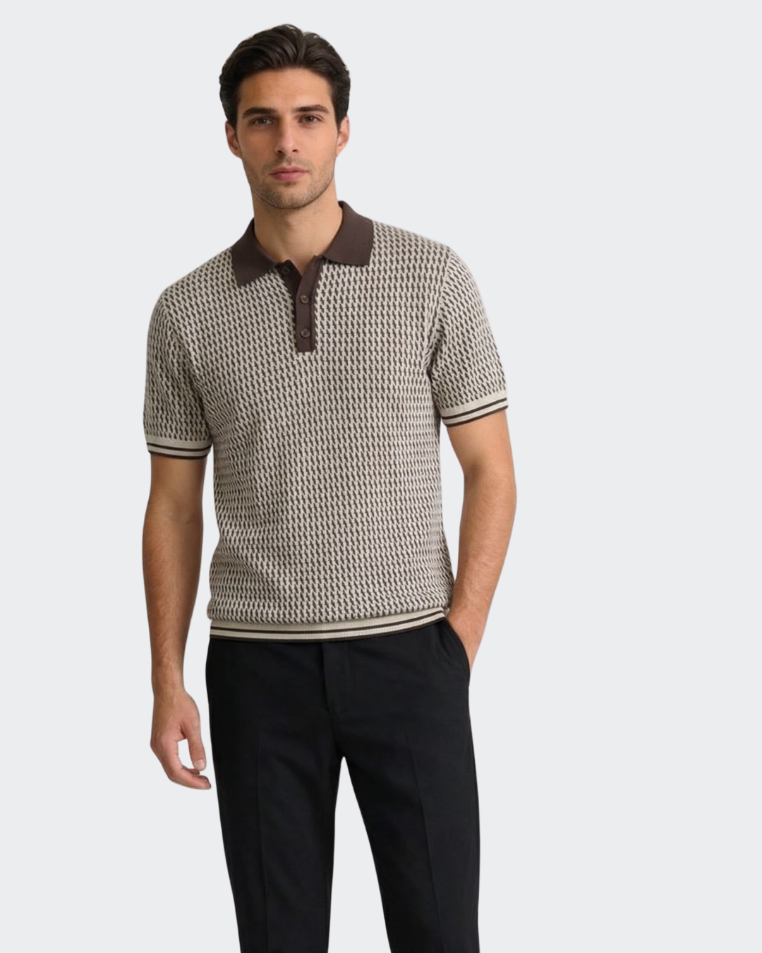 Vintage Geometric Knit Polo – Vustra