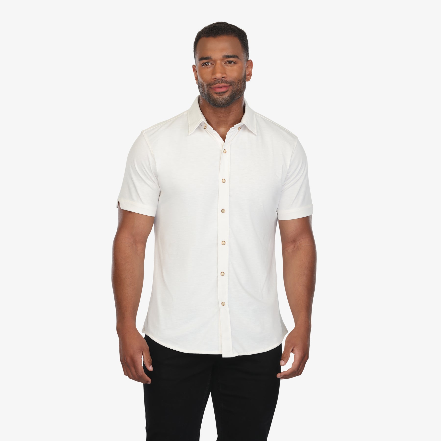 Vustra Men's Optic White Organic Cotton Knit Shirt | Ecolife Vustra Men's Optic White Organic Cotton Knit Shirt | Ecolife