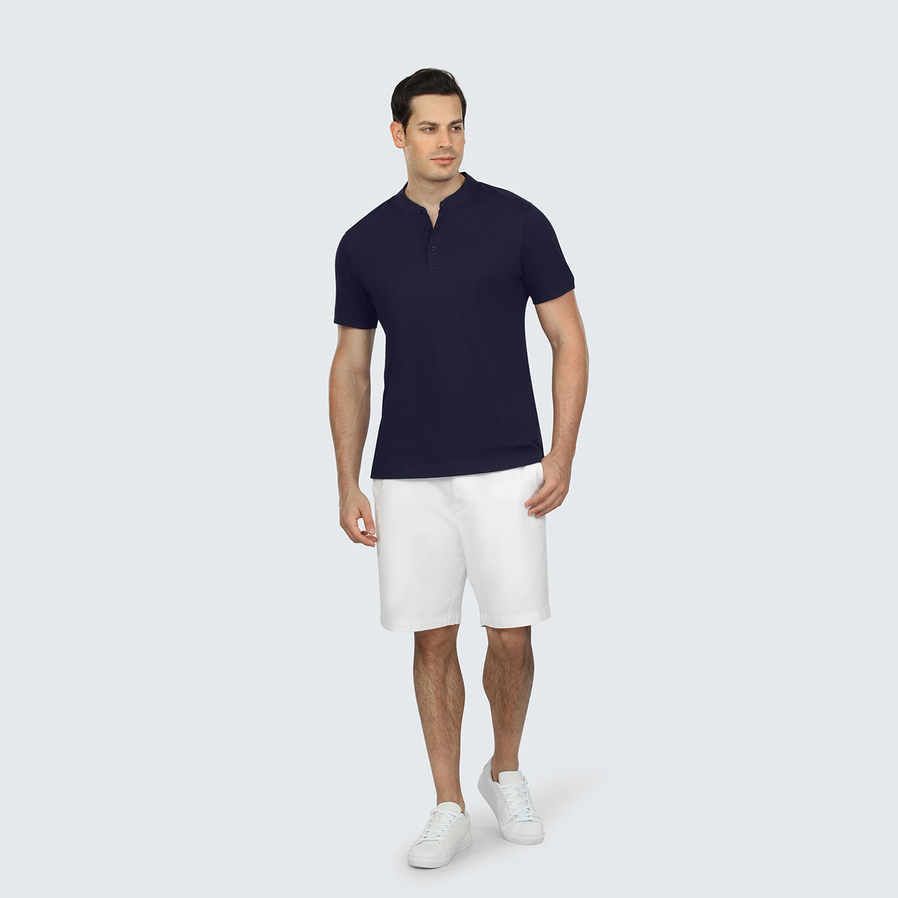 Sapphire Short Sleeve Pique Henley | Vustra
