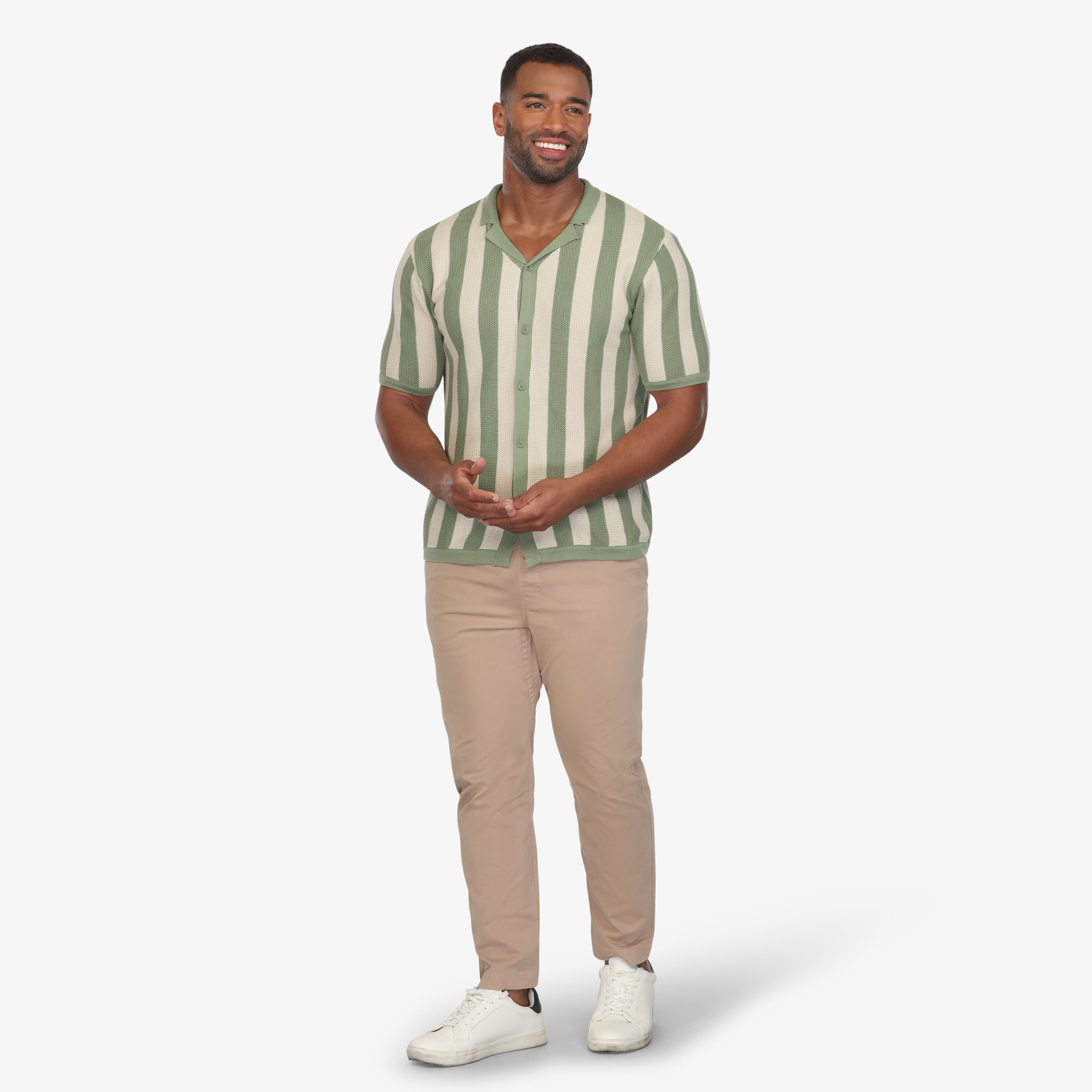 Retro Striped Knit Camp Shirt – Vustra