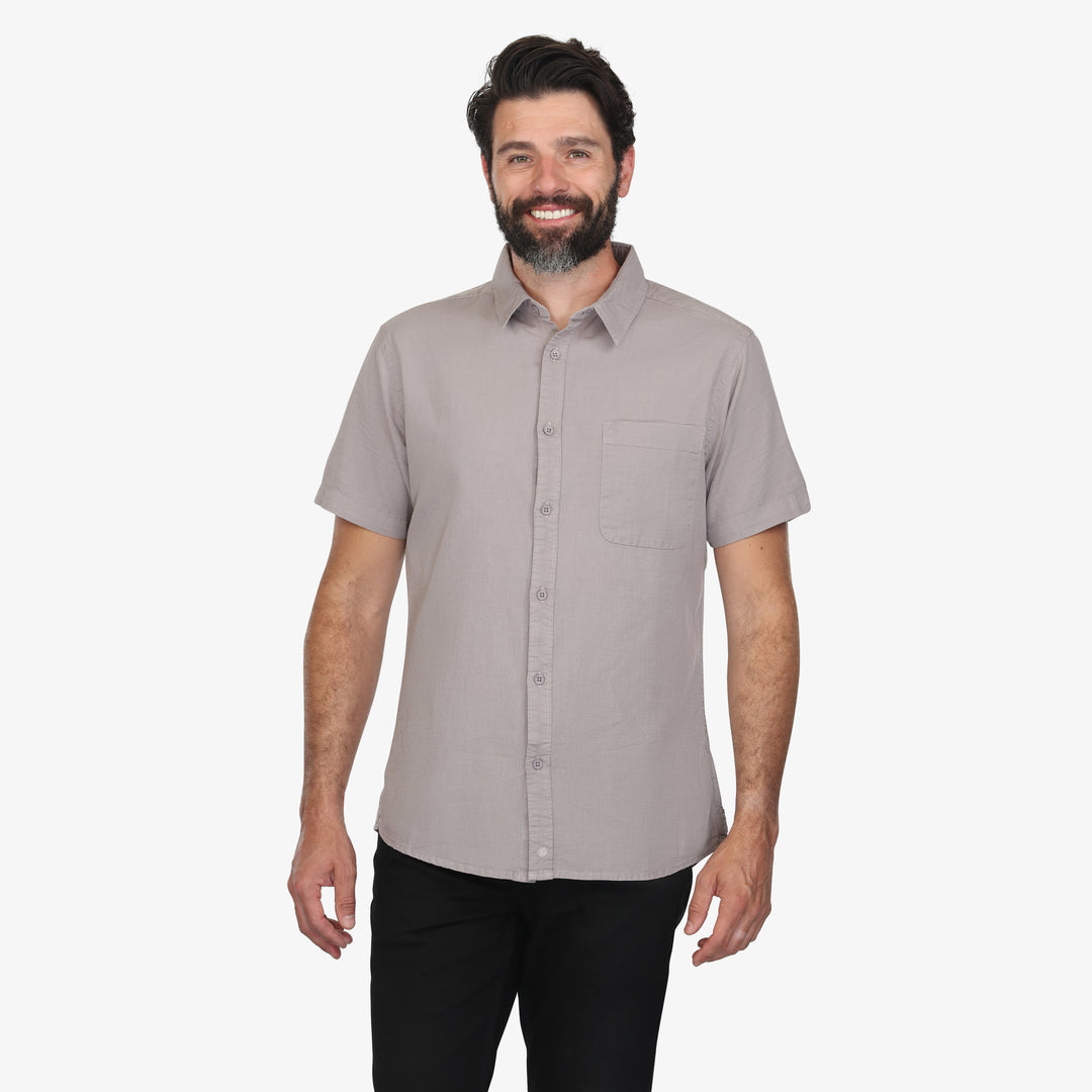 Stone-Grey Washed Linen Shirt – Vustra