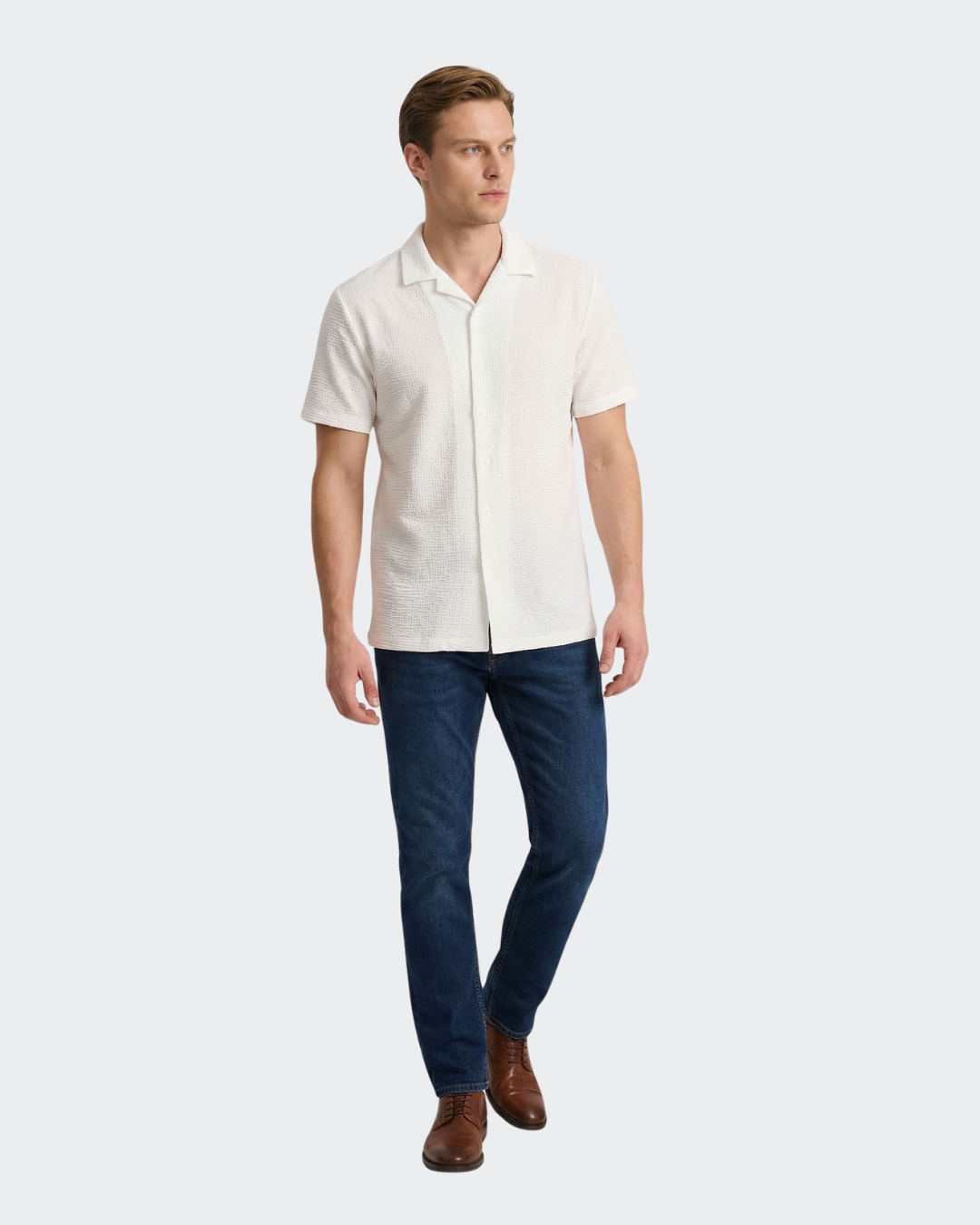 White Waffle Knit Camp Shirt for Men – Vustra