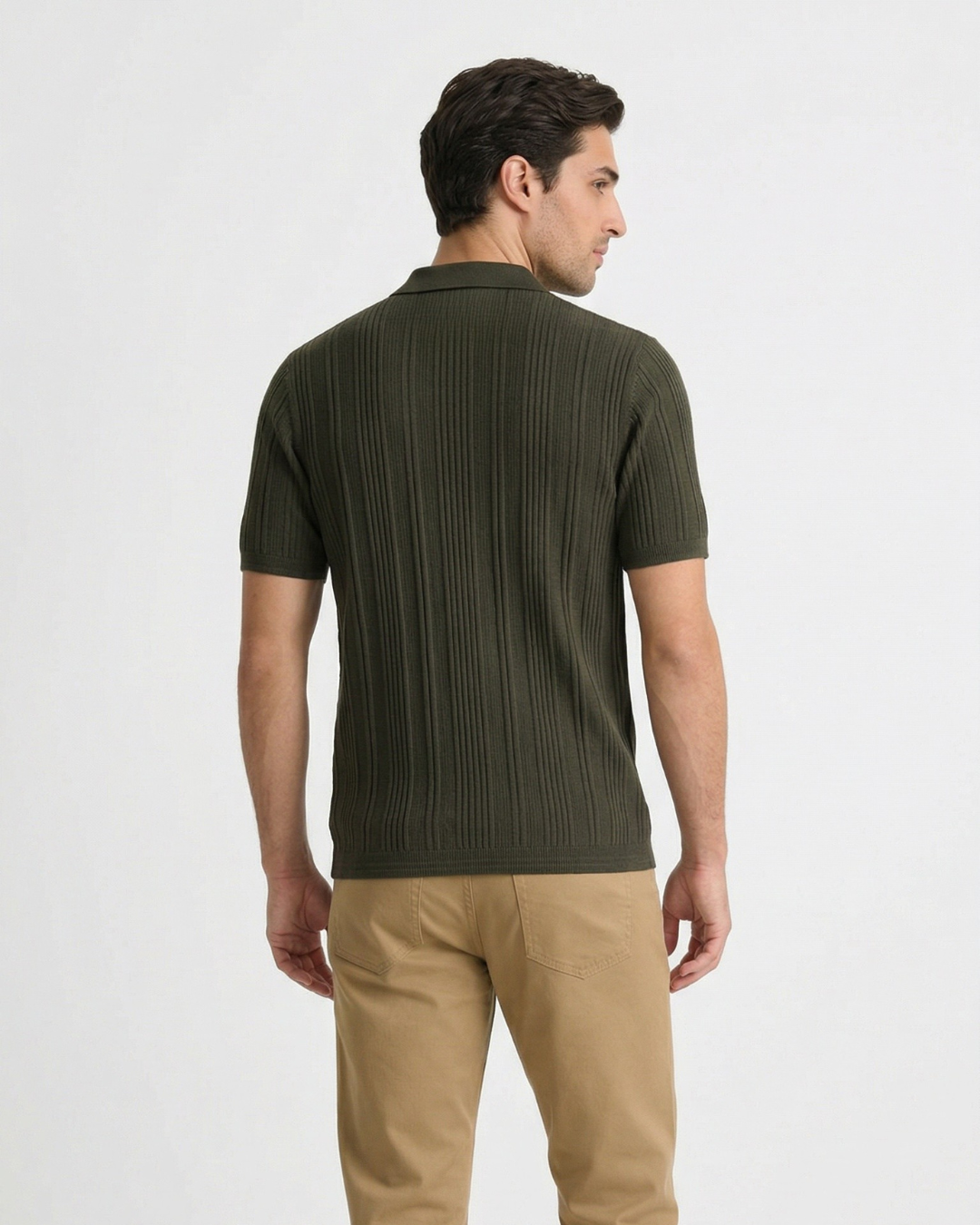 Olive Cotton Short Sleeve Knit Polo – Vustra Olive Cotton Short Sleeve Knit Polo – Vustra