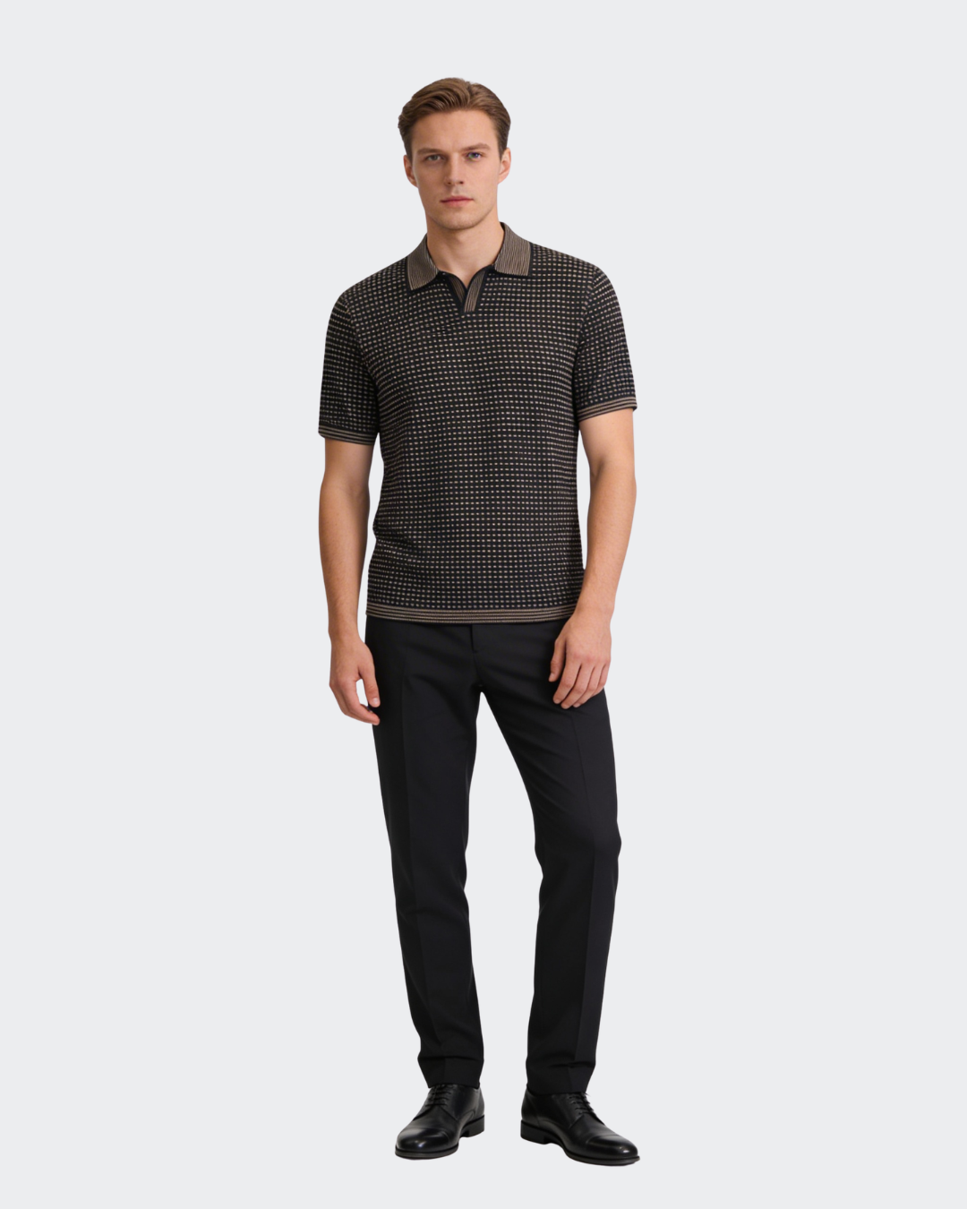 美品 BoTT CHECKERBOARD VELOUR POLO サンプル品 BoTT / CHECKERBOARD VELOUR POLO / BROWN | Sopho